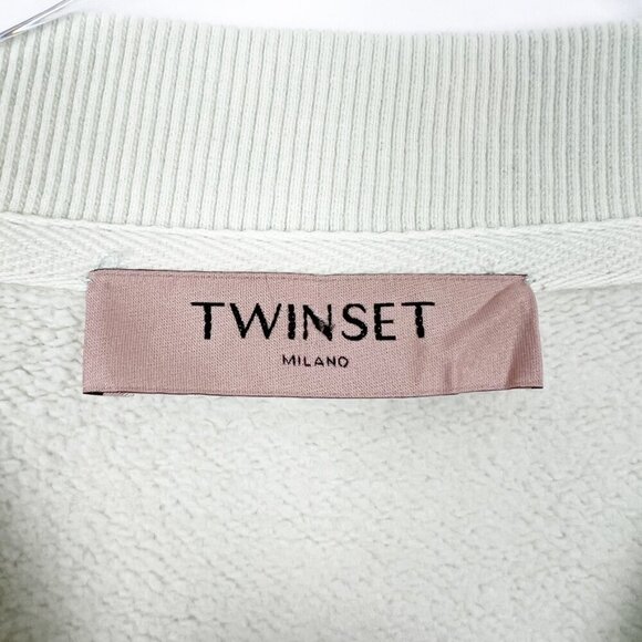 Twinset Milano Sweatshirt Womens XXL Green Ombre Tie-Dye Fringed Top Boho - Picture 7 of 16